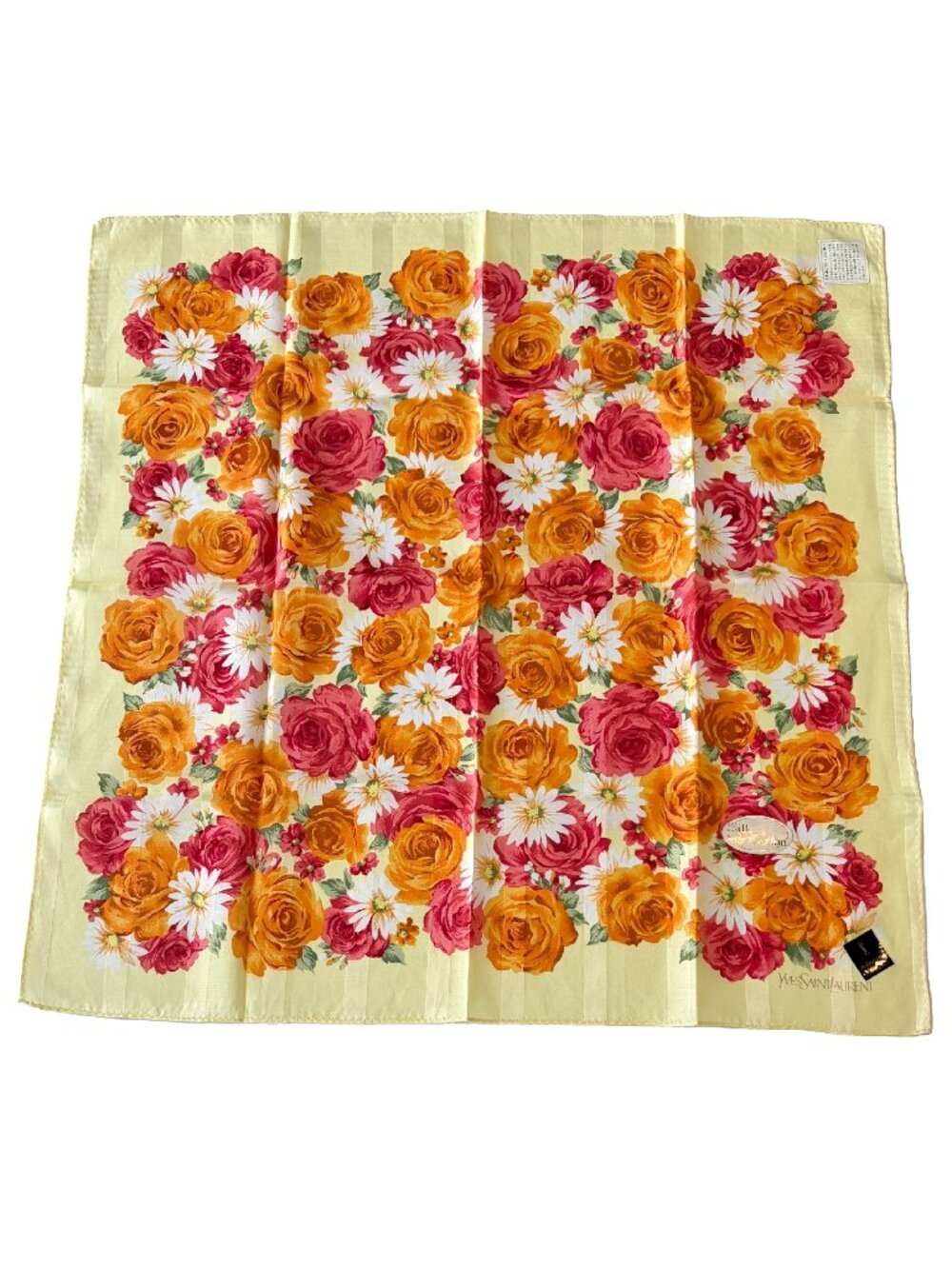 Yves Saint Laurent Floral Scarf – Silk & Cotton Blend
